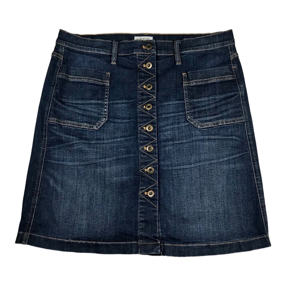 COPY - Orvis Distressed Denim Button Front Skirt Size 16